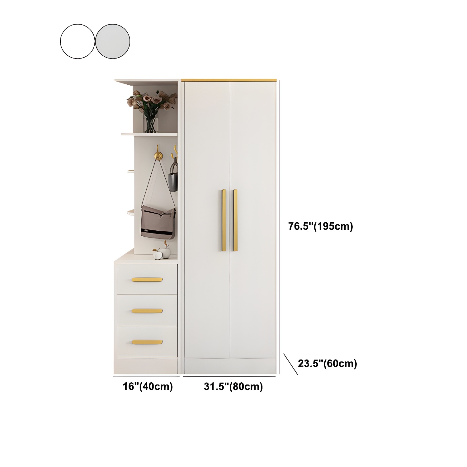 Contemporary Style Wardrobe Wooden Wardrobe Closet with Drawer - image 27