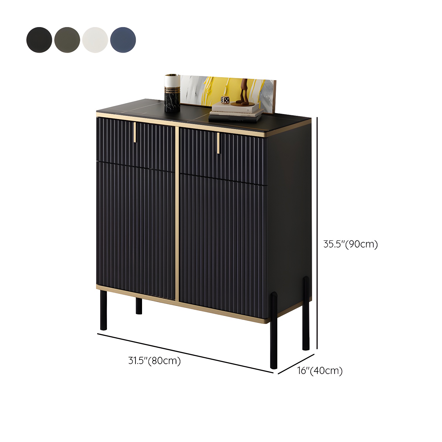 Glam Style Sideboard Stone Side Board with Drawers and Cabinets - image 11