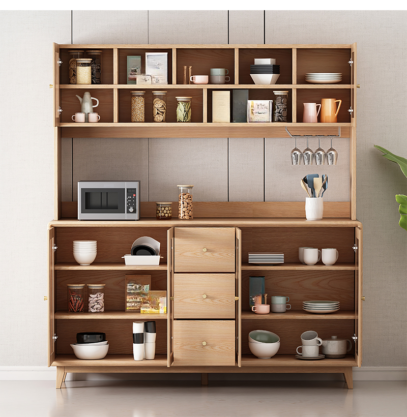 Unfinished Color Microwave Shelf Cabinet with Stemware Stand, Self-supporting in Culinary Space, Flooring Design, Kitchen Appliance Organizer, and Worktop Countertop