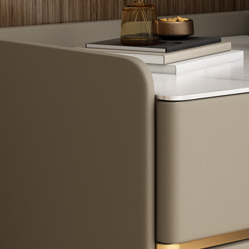 Stylish/Art Deco Drawer Storage Nightstand with 2 Drawers, Stone Countertop, and Leg - image 7