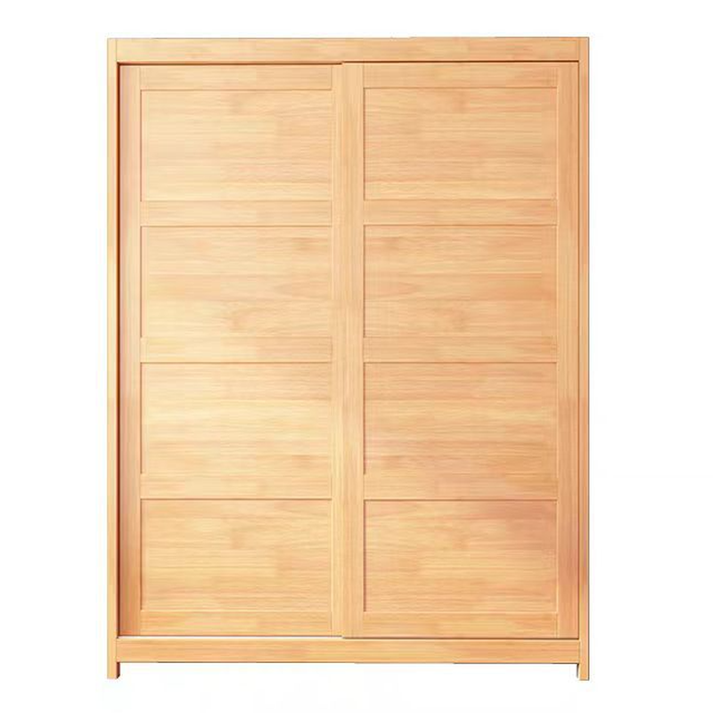 Minimalist Wooden Independent Wardrobe Closet with Compartments, Interior Shelves, Slipping Door Mechanism, and Gate