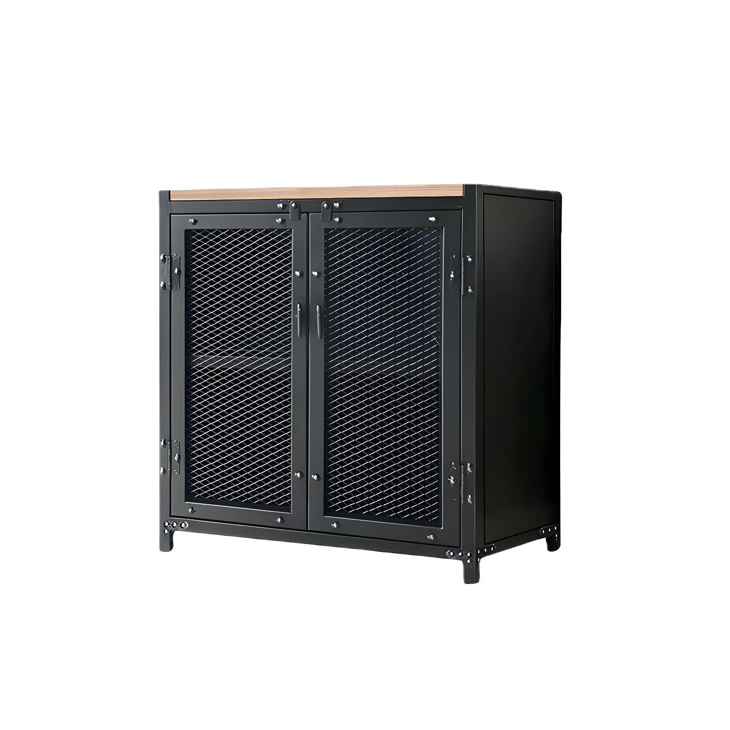 29.5" Tall Metal Accent Cabinet Industrial 2 - Door Chest with Wood Top - image 5