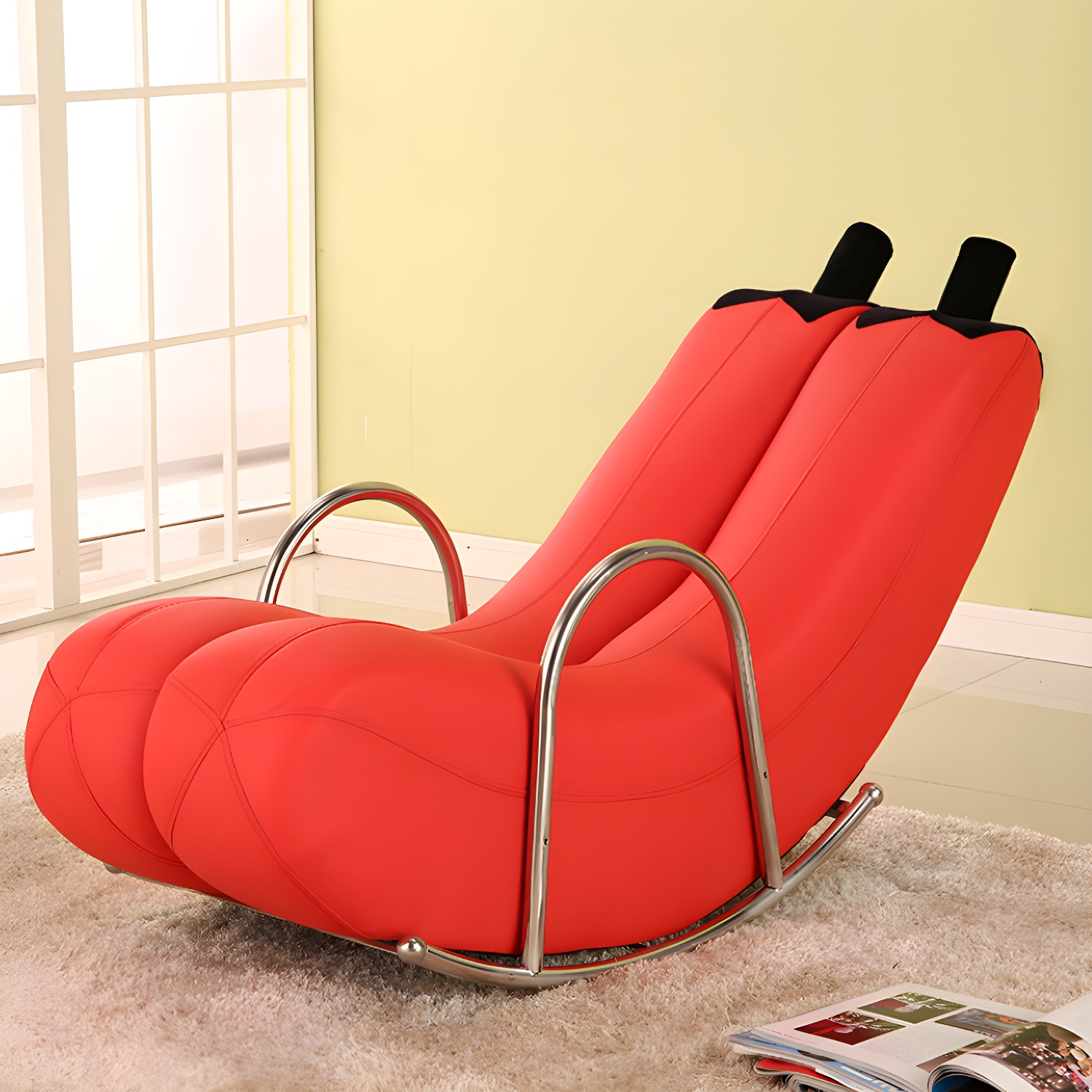 Stylish Silver Upholstered Rocking Chair with Track Arms - Modern Comfort - image 5