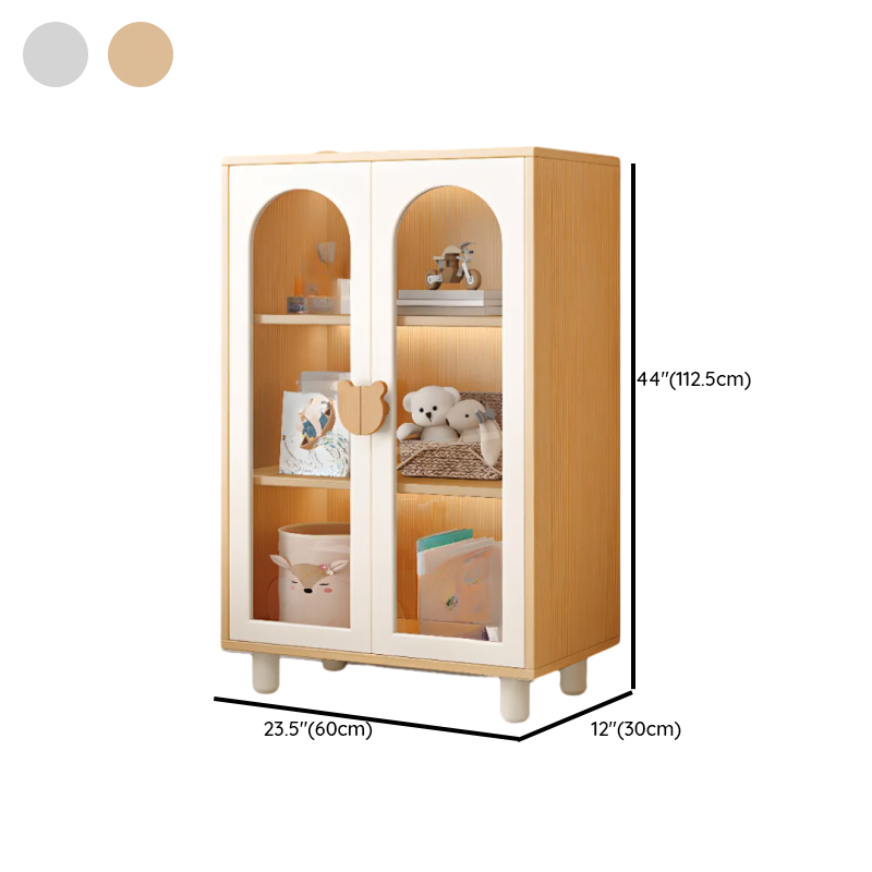 Modern Rectangular Utility Cabinet with Closet, Manufactured Wood Countertop, Glass-panel Door, White/Natural Top - image 11