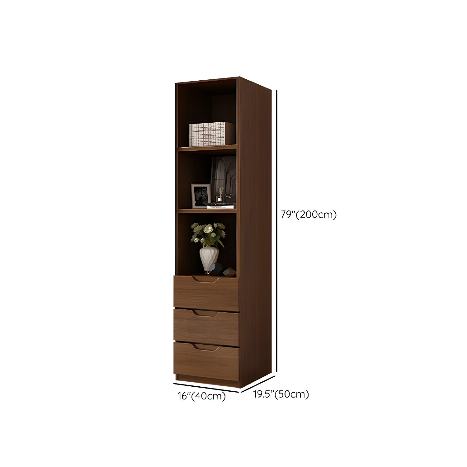 Solid Wood Wardrobe Armoire Contemporary Brown Storage Cabinet - image 14