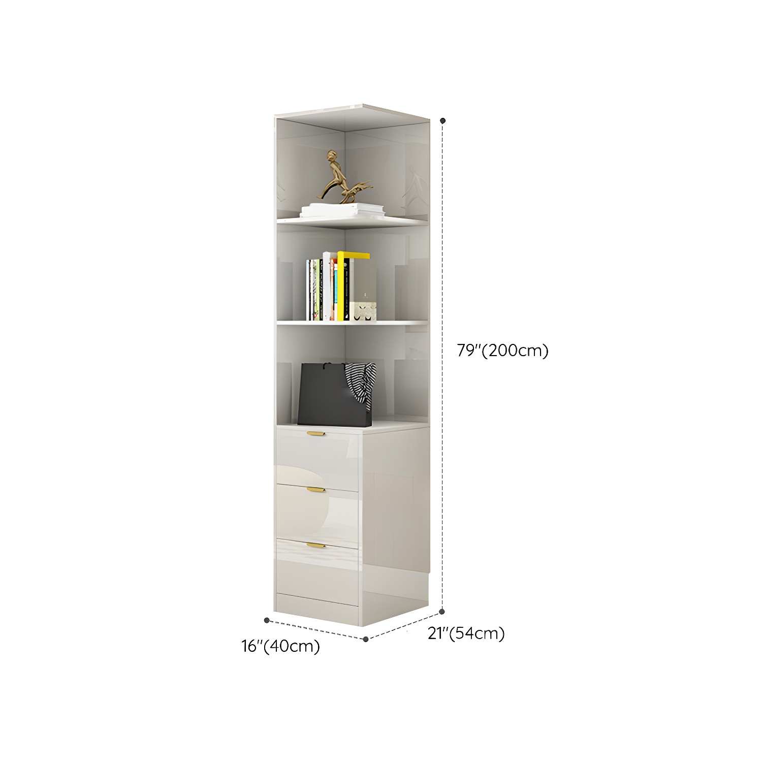White Modern Style Wardrobe Cabinet Engineered Wood with Garment Rod - image 34