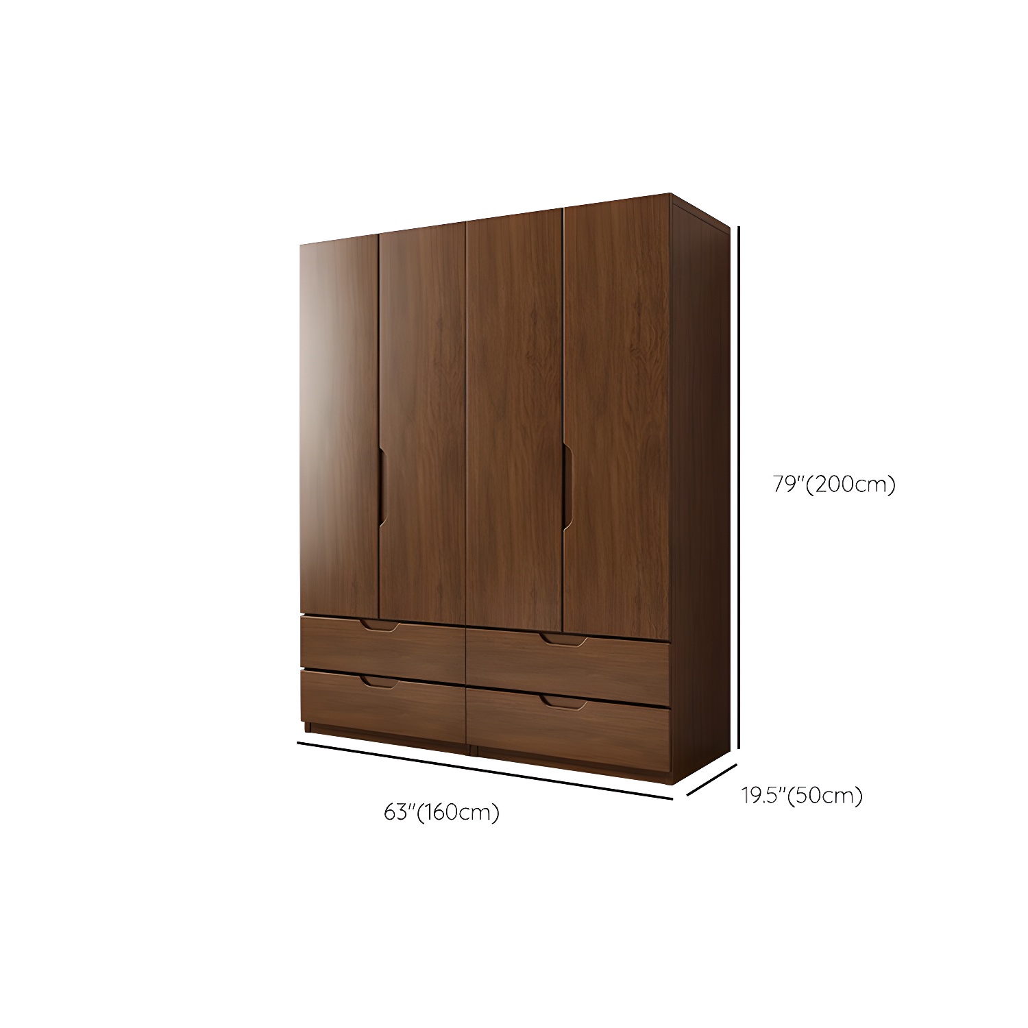 Contemporary Oak Solid Wood Wardrobe Freestanding Multifunctional Wardrobe - image 18