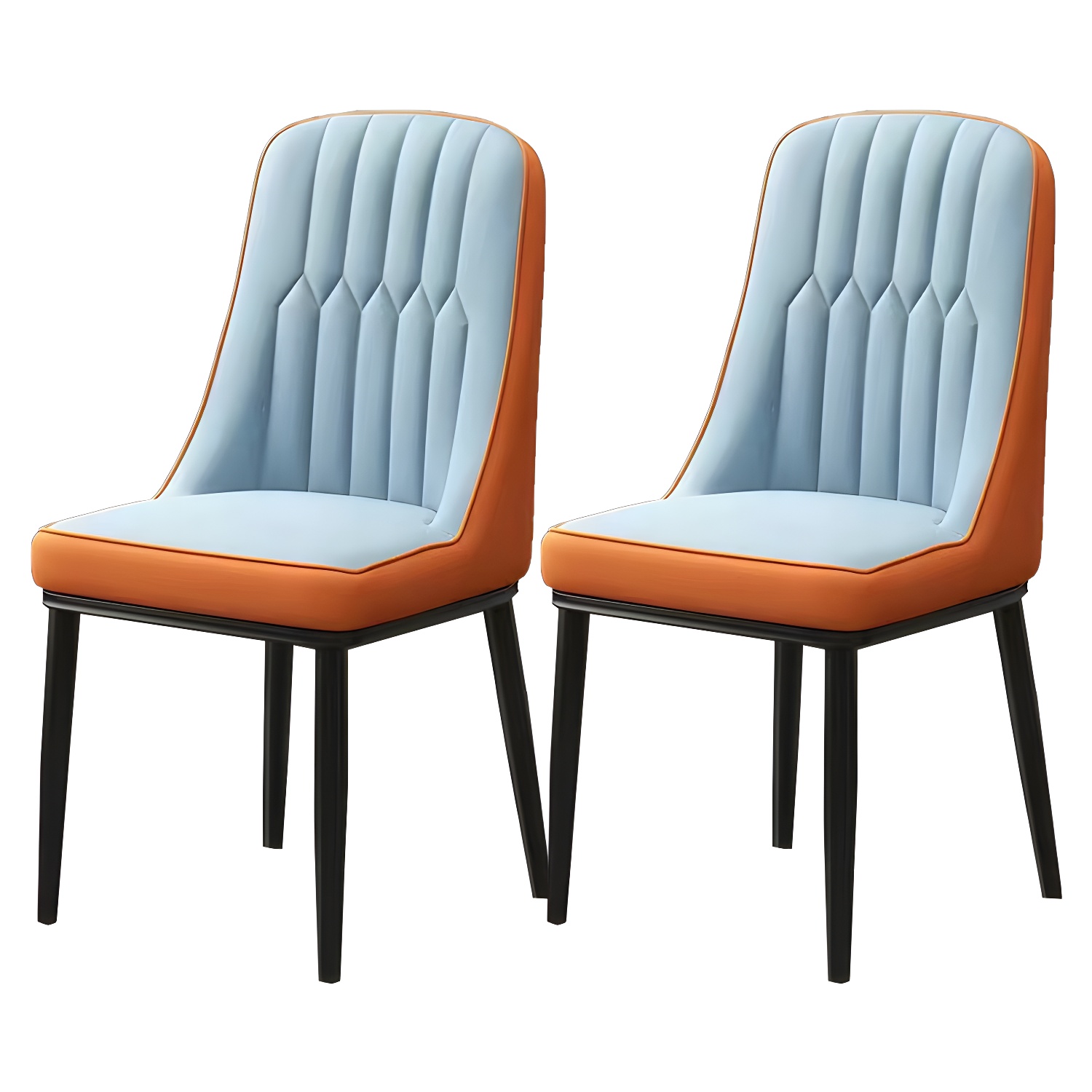 Glam Parsons Dining Side Chair Leather Indoor Dining Chair with Metal Legs