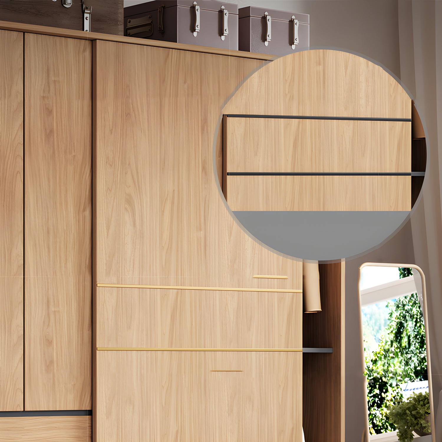 Contemporary Wood Wardrobe Armoire Freestanding Adjustable Shelves Wardrobe with Drawers - image 6