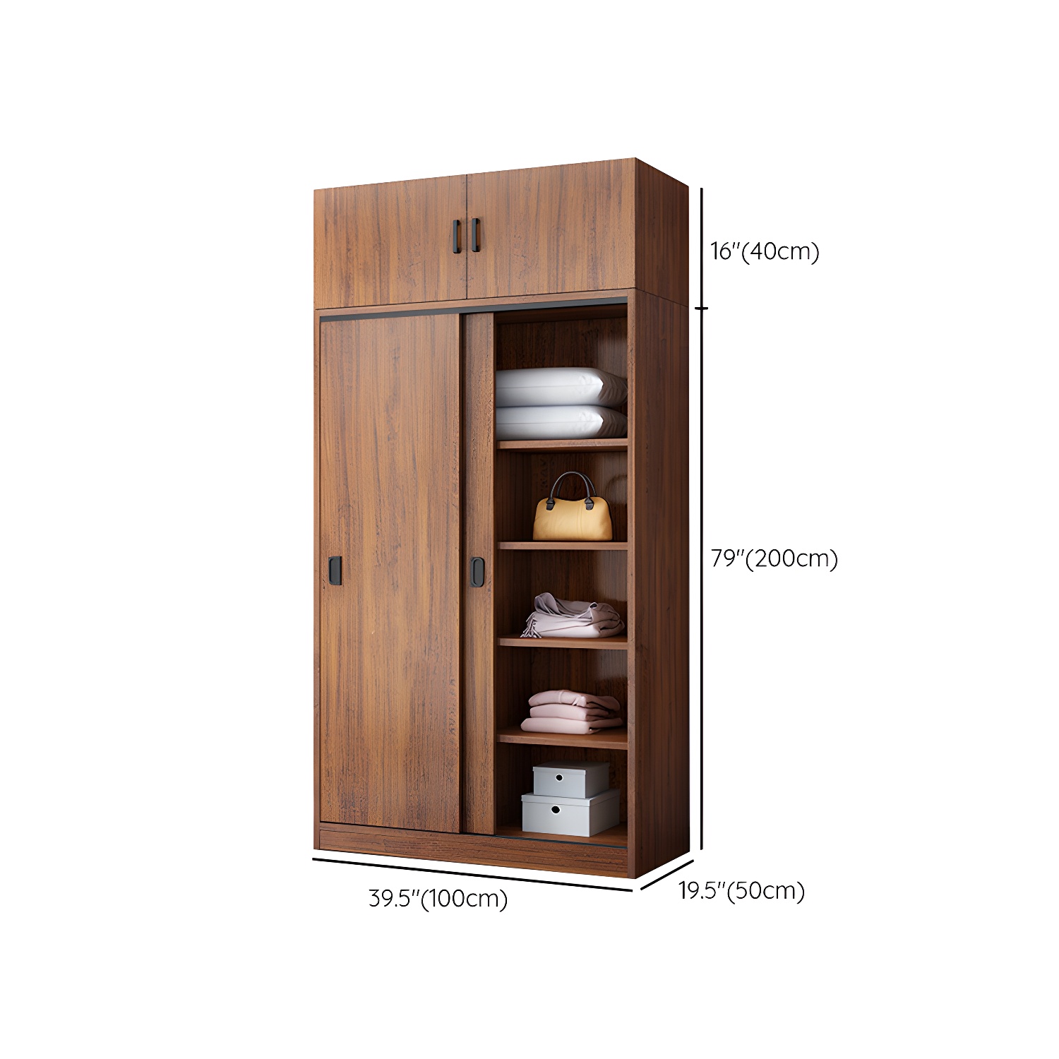 Solid Wood Frame Wardrobe Freestanding Wardrobe with Sliding Doors - image 24