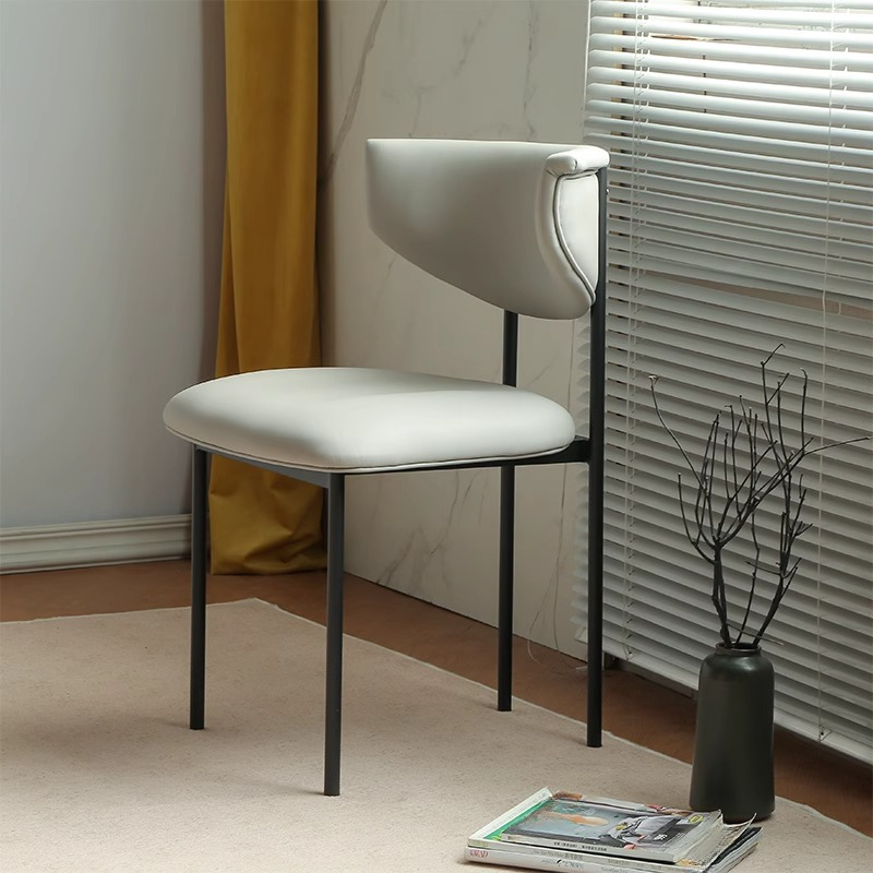 Scandinavian Side Chair with Uncovered Back, Upholstered, Ink/Gilded Metal Legs - image 9