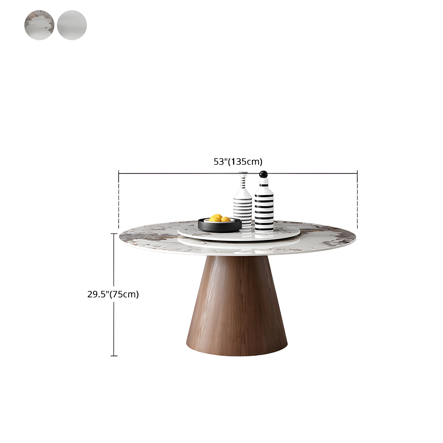 Round Sintered Stone Dining Table Stone Table in White with Pedestal - image 15