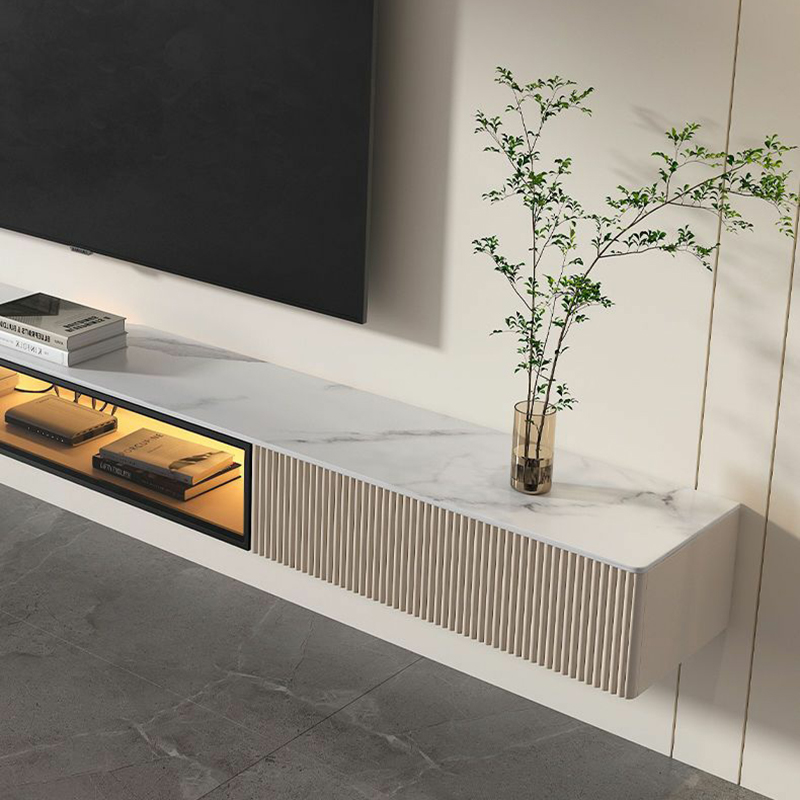 Modern Floating Stone TV Stand with 2 Drawers and 1 Cabinet - image 9