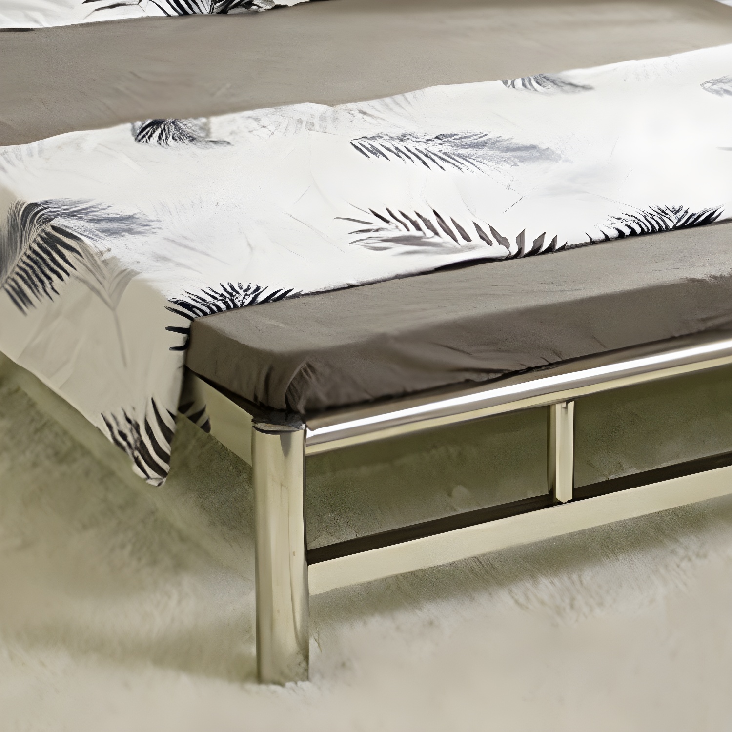 Silver Modern Steel Bed Rectangular Minimalist Bed with Metal Legs - image 9