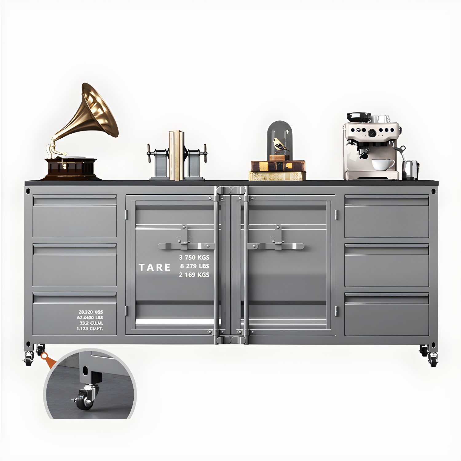 Industrial Metal Sideboard Credenza with Cabinets and Drawers - image 12