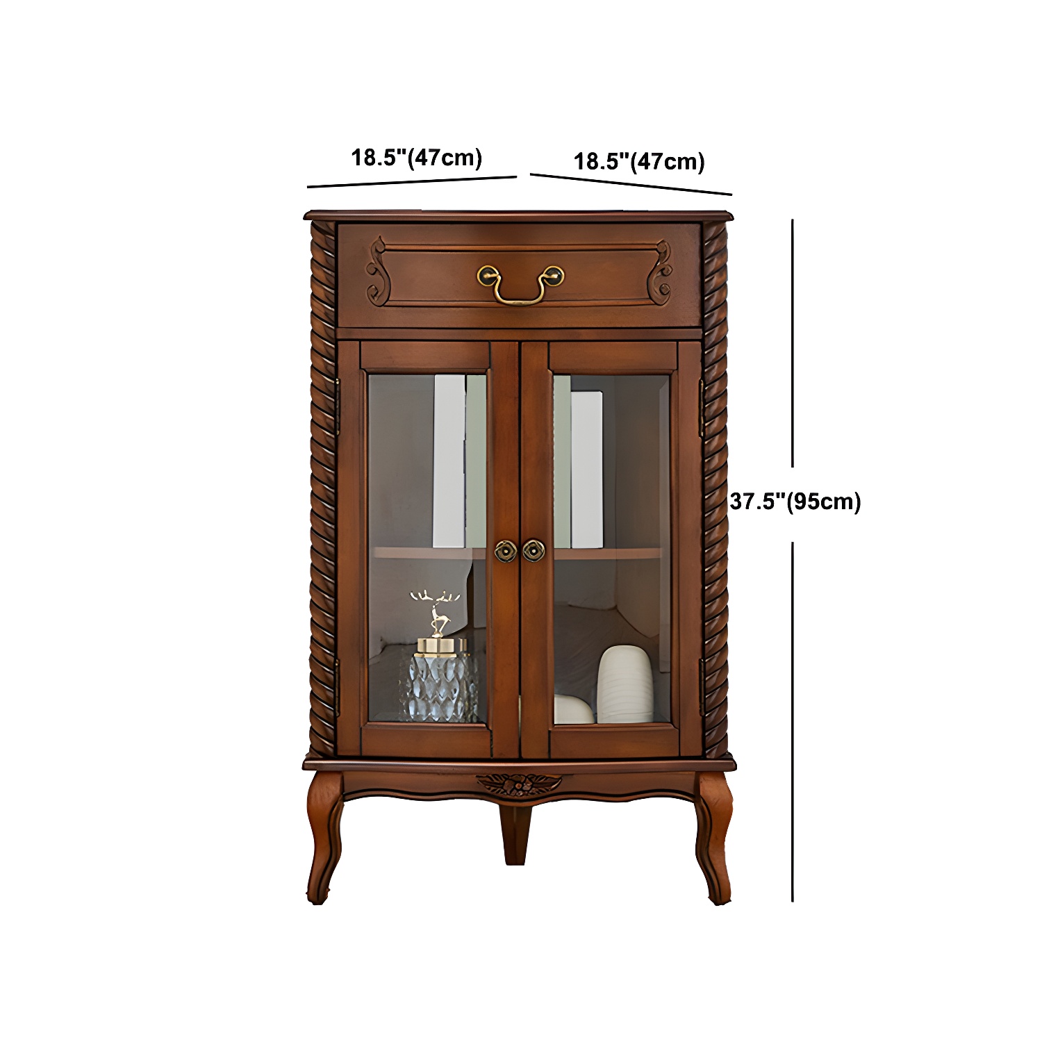 Mid-century Modern Brown Corner Cabinet, Wooden Accent Cabinet with Shelves - image 16