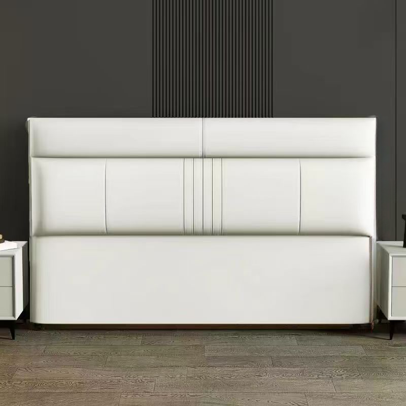Trendy Panel Headboard in Natural Wood with No Distressing, Rectangle Shape for Queen/Full Bed, Featuring Sponge Upholstery and Standard Height