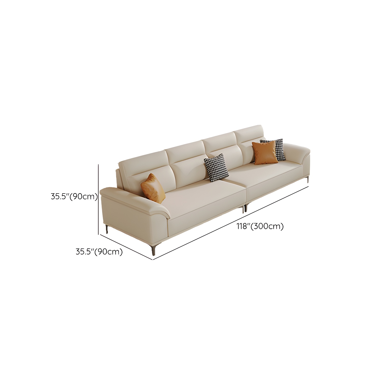 Modern Beige Faux Leather Sofa with Ottoman Included - Pillow Top Arm and Cushion Back - image 13
