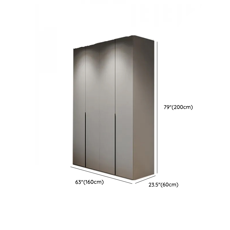 Dove Grey Minimalist Manufactured Wood Wardrobe Closet with Compartments, Soft Close Door, Interior Shelves, and Clothing Rod - image 9