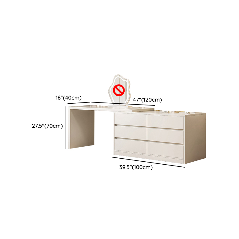 Chalk Modish Wood Makeup Vanity with Standard Length and Non-Upholstered Chair(s) - image 23
