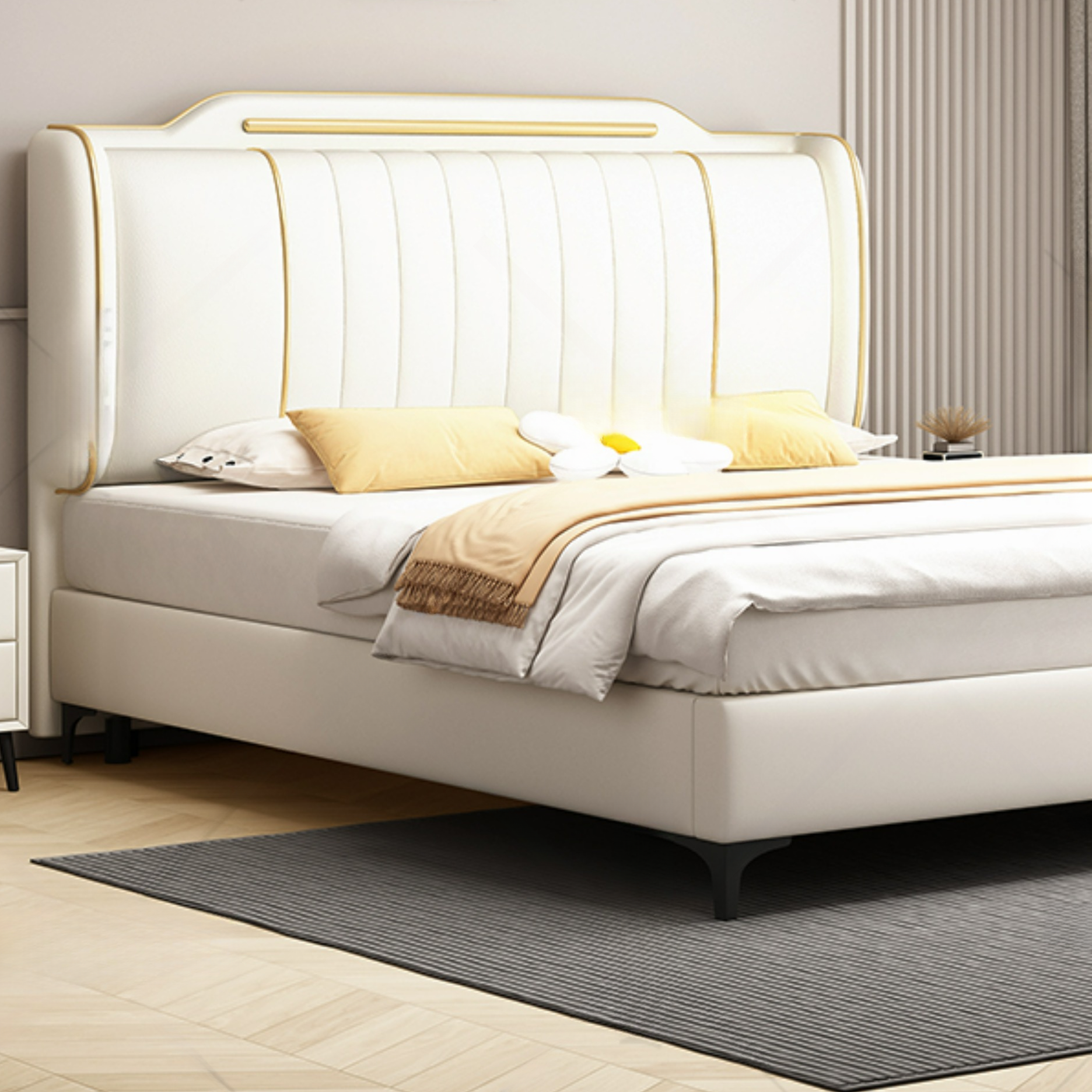 Simplistic Style Wingback Headboard with Camelback Shape in Pine Wood, No Distressing, Available in King/Queen/Full Sizes, Featuring Sponge Upholstery and Standard Height - image 19