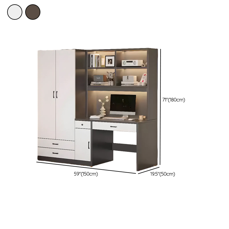 Art Deco Composite Wood Wardrobe Armoire with Flexible Shelf, Soft Close Drawer and Door, Clothing Rod Included - image 14