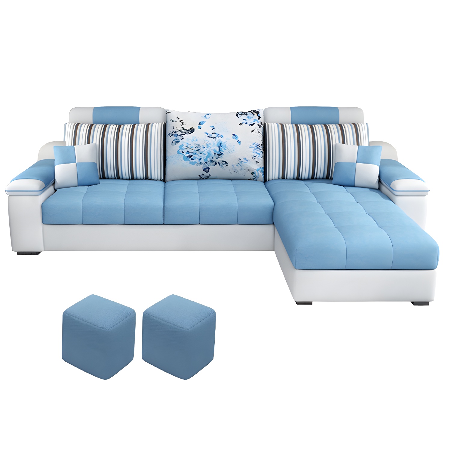 3-Seater Cotton Blend and Faux Leather L-Shape Sectionals Sofas - image 11
