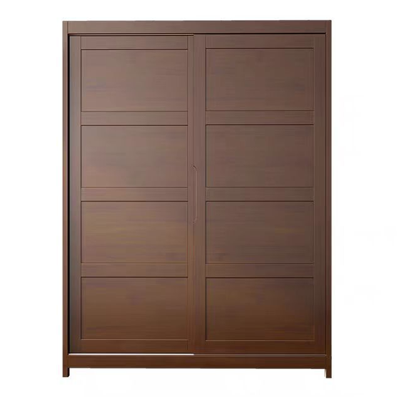 Minimalist Wooden Independent Wardrobe Closet with Compartments, Interior Shelves, Slipping Door Mechanism, and Gate