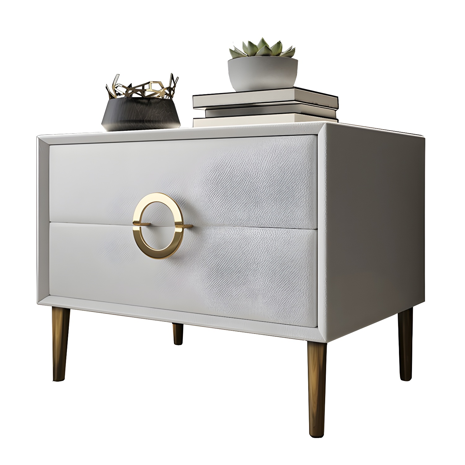 Glam Style Solid Wood Two Drawers Nightstand with Legs for Bedroom - image 25