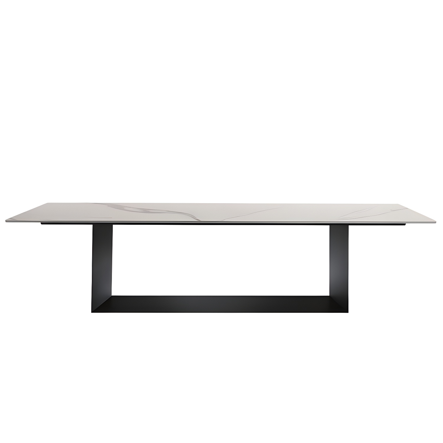 Rectangle Stone and Metal Dining table Modern Trestle Base Dining Table - image 3