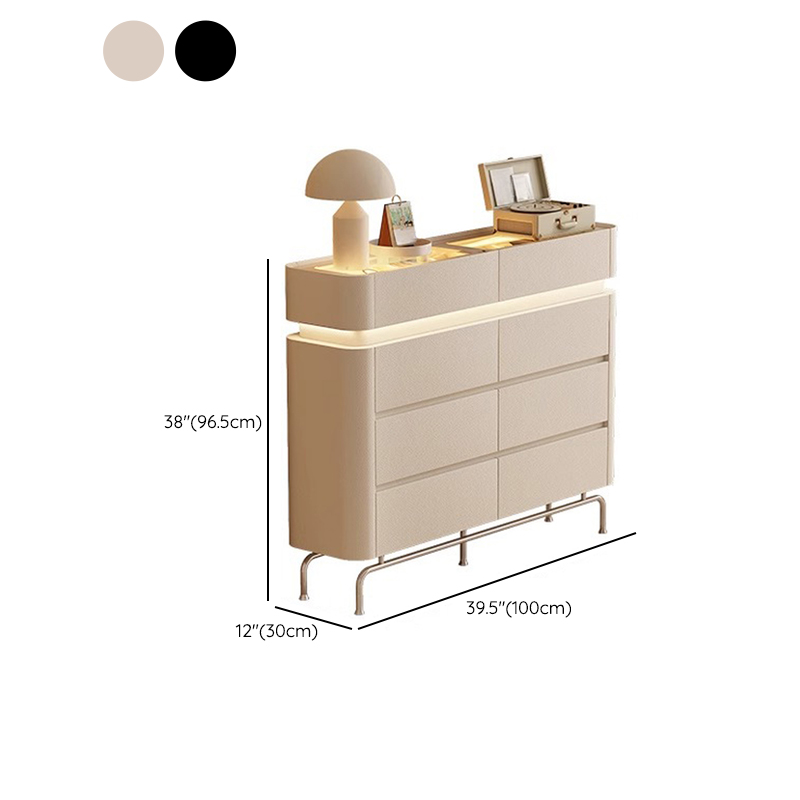 Simplistic Hardwood Double Dresser with 8 Horizontal Drawers and LED Lights - image 18
