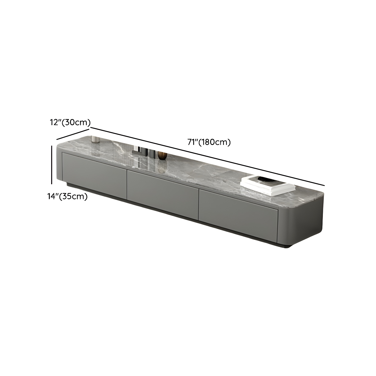 Stone Low TV Stand with Soft-close Drawers and Cable Management - image 14