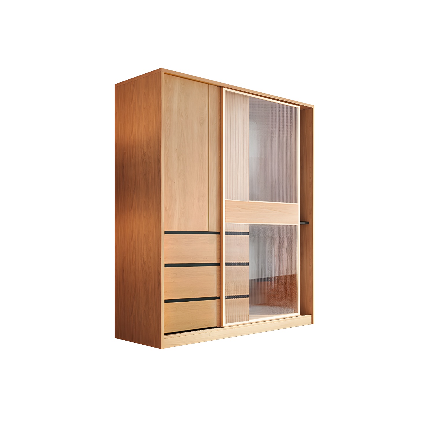 Engineered Wood Wardrobe Armoire with Drawer Modern Wardrobe Closet - image 5