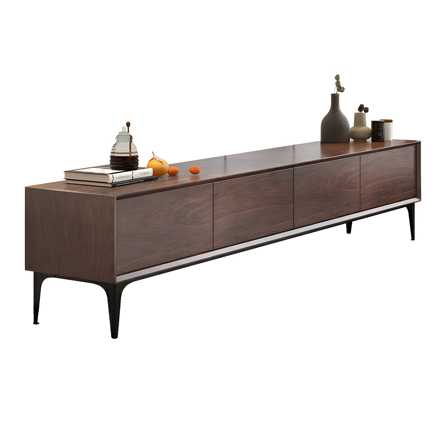 Scandinavian Style Wood TV Stand with Cable Management, Drawers Included - Low Height and With Legs - image 11