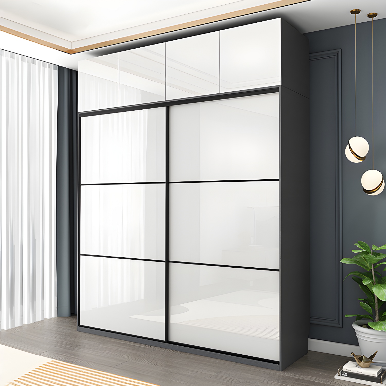 Sliding Engineered Wood Wardrobe Closet Modern Wardrobe Armoire