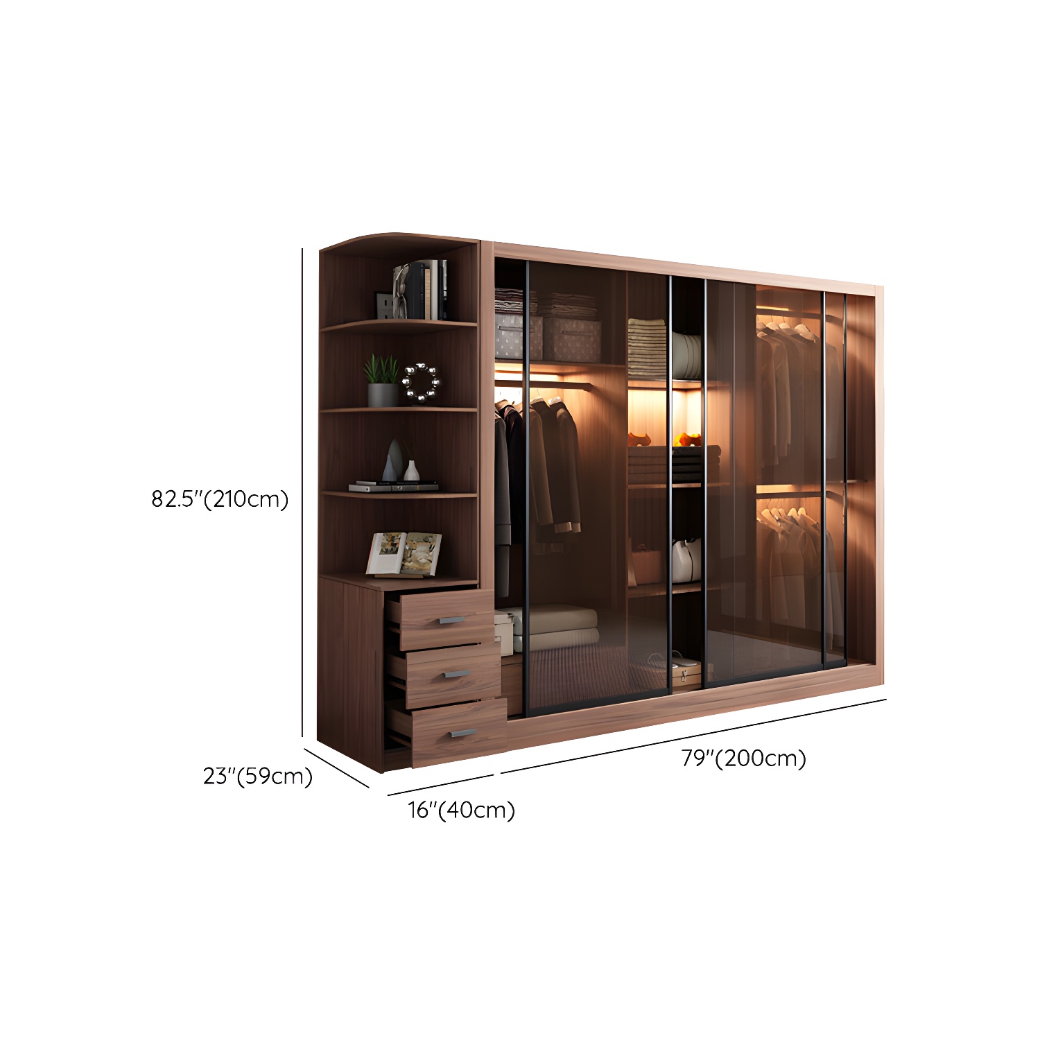 Brown Engineered Wood Wardrobe Armoire Modern Wardrobe Closet - image 30