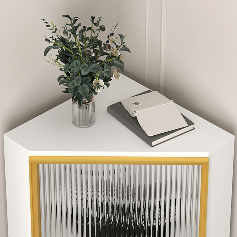 Golden Metal Corner Accent Cabinet with Glass Doors & Lighting Included - image 11