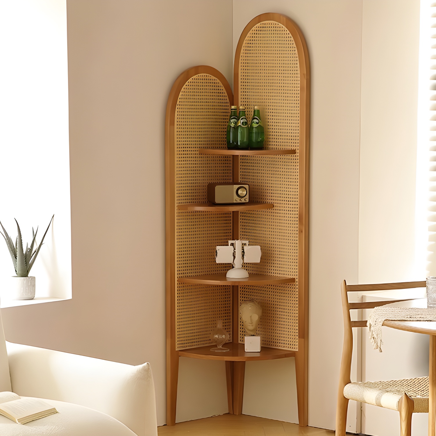 Corner Scandinavian with Wood Counter Top and Rubberwood Legs, 4 Shelves & Straight Legs - image 13