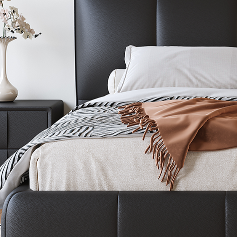 Ink Simplistic Storage Bed/Platform Bed in Genuine Leather with Leg for Bedroom - image 4