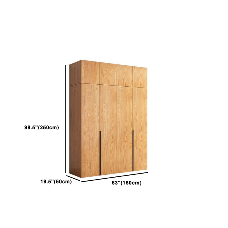 Natural Wood Freestanding Wardrobe Closet with Natural Doors - image 22