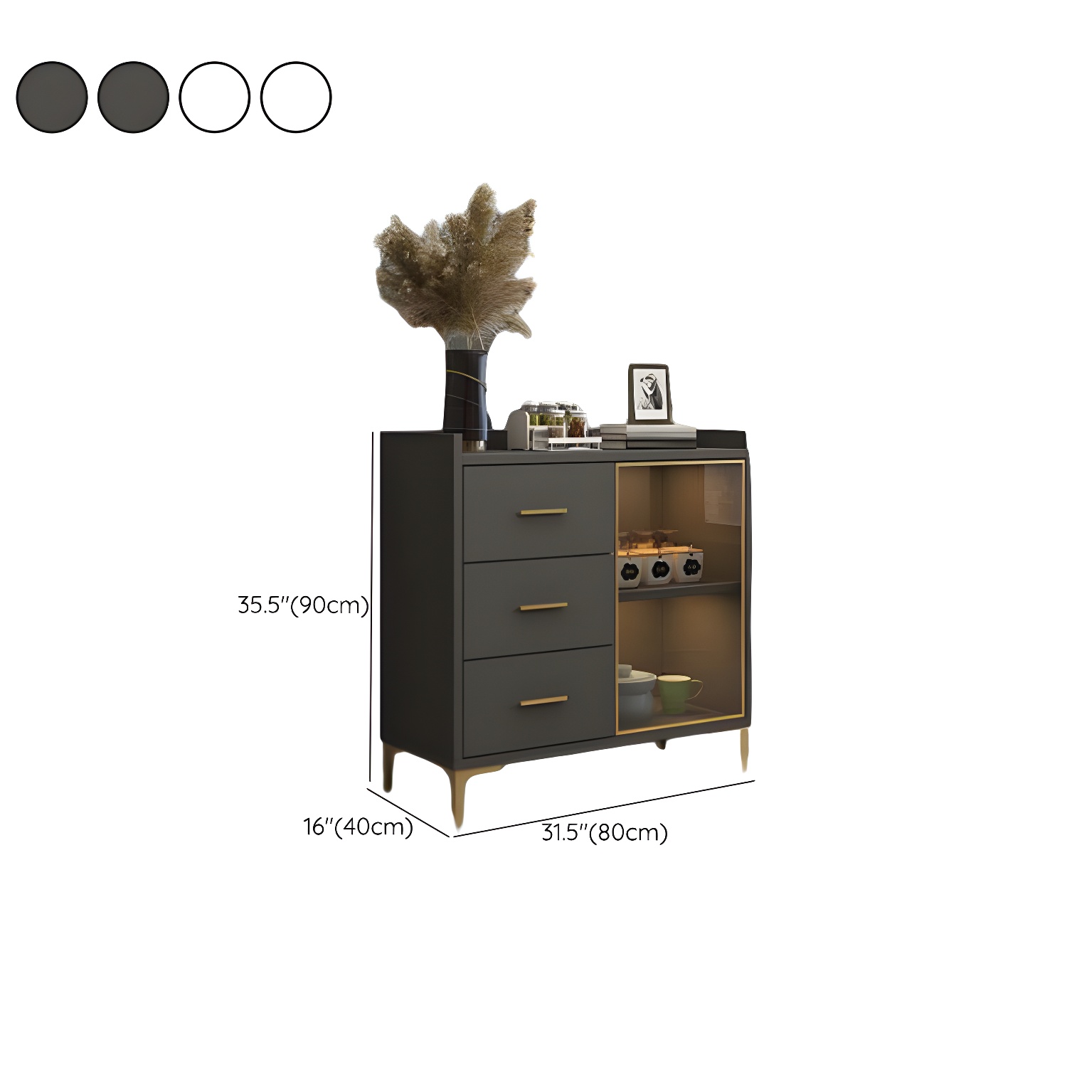 Glam Wood Sideboard with Glass Doors, Lighting Included, and Adjustable Shelves - image 12