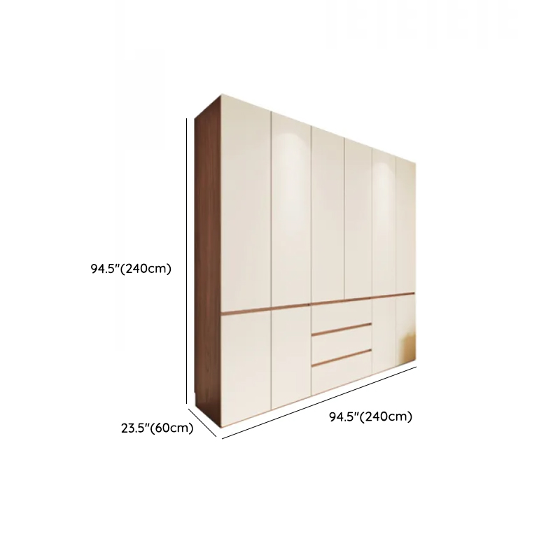 Beige Minimalist Manufactured Wood Wardrobe Closet with Soft Close Drawer, Soft Close Door, Interior Shelves, and Clothing Rod - image 21
