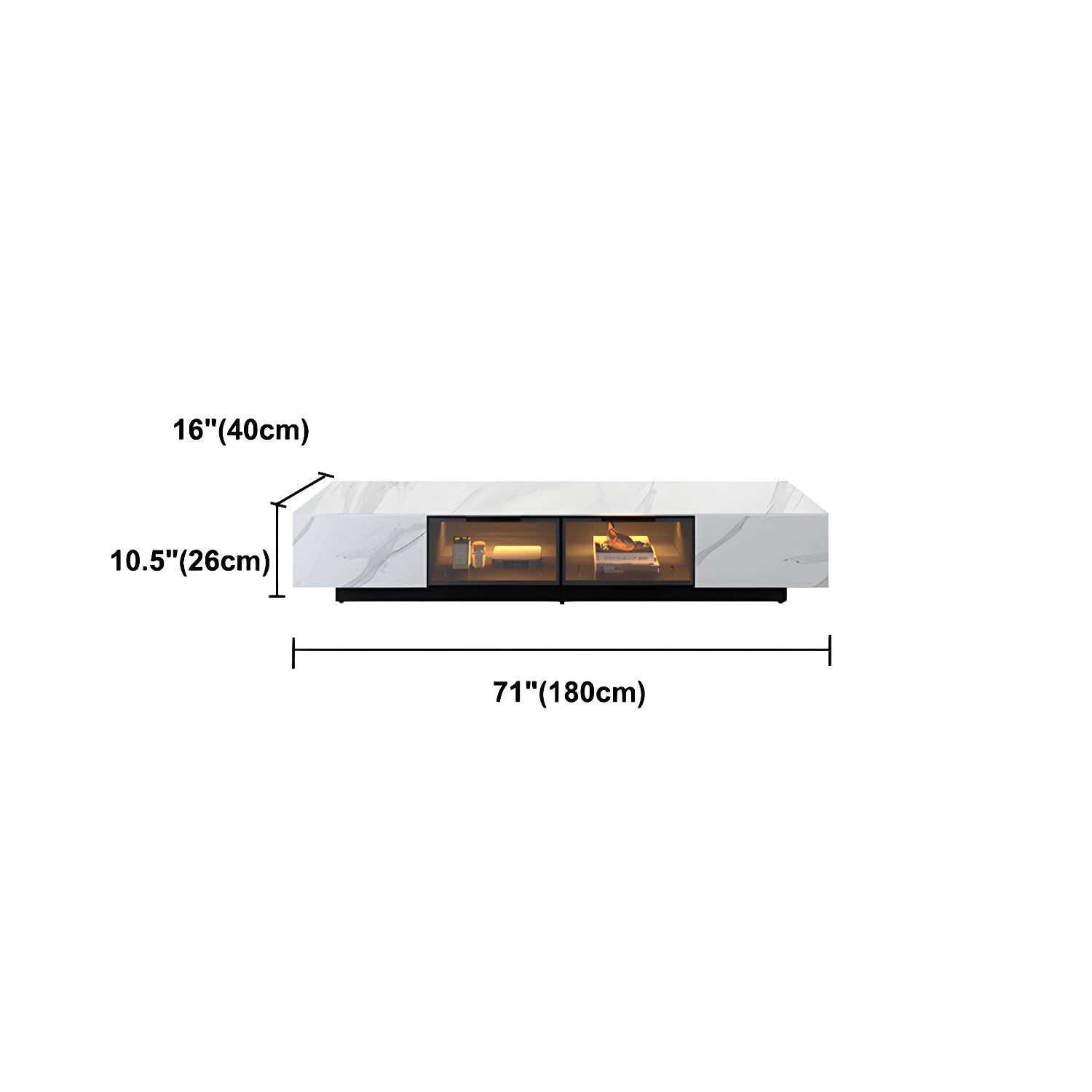 Modern Slate TV Stand White Closed Storage TV Console with Sensor Light - image 9