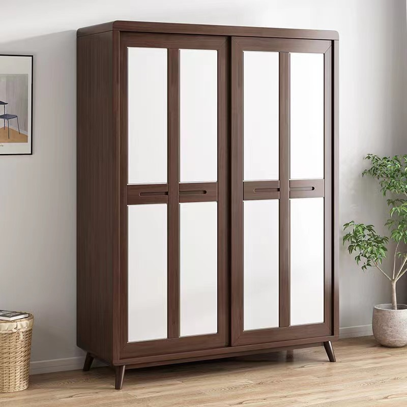 Minimalist Wooden Independent Wardrobe Closet with Compartments, Interior Shelves, Clothing Rod, and Gate - image 4