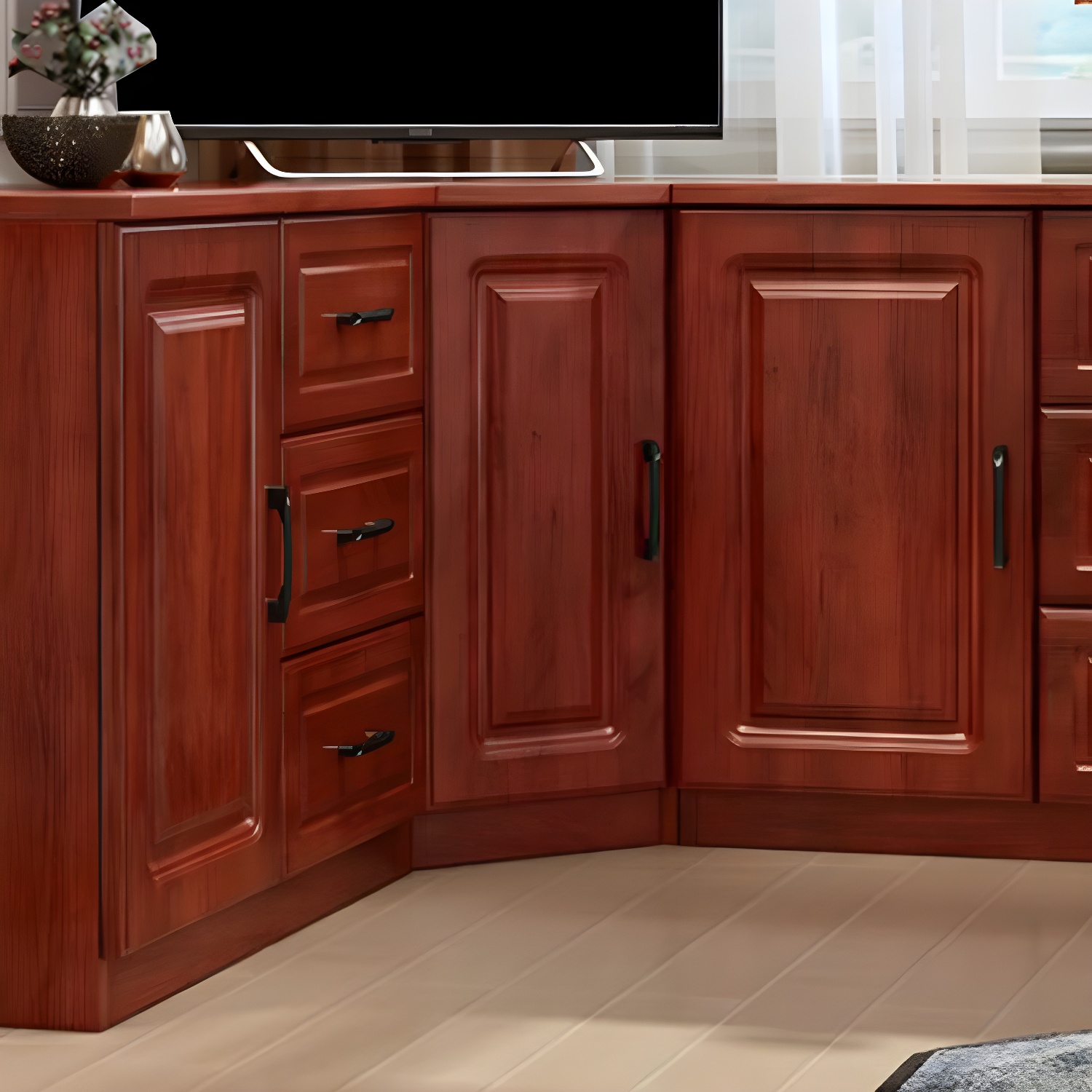 Modern Solid Wood Corner TV Stand Console with 6 - Drawer - 27.56" - image 9