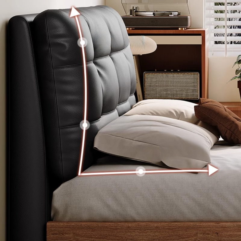 Solid Color Platform Bed with Natural Wood Frame and Button-tufted Design for Living Room - image 9