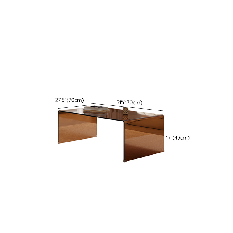 Rectangular Brown Glass Modern Coffee Table with Sleek Sled Base - image 17