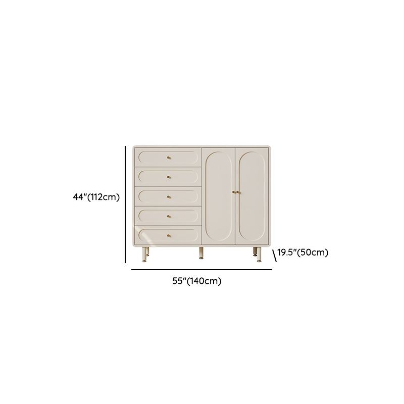 Chalk Casual Particle Board Wood Console Dresser with 5/4 Drawers, Hutch, 3 Interior Shelves, Horizontal - image 22