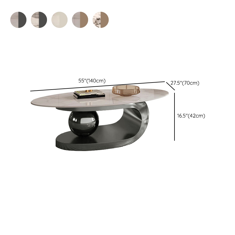 Luxurious Abstract Base Coffee Table with Elliptic Scratch-Resistant Stone Top - image 17