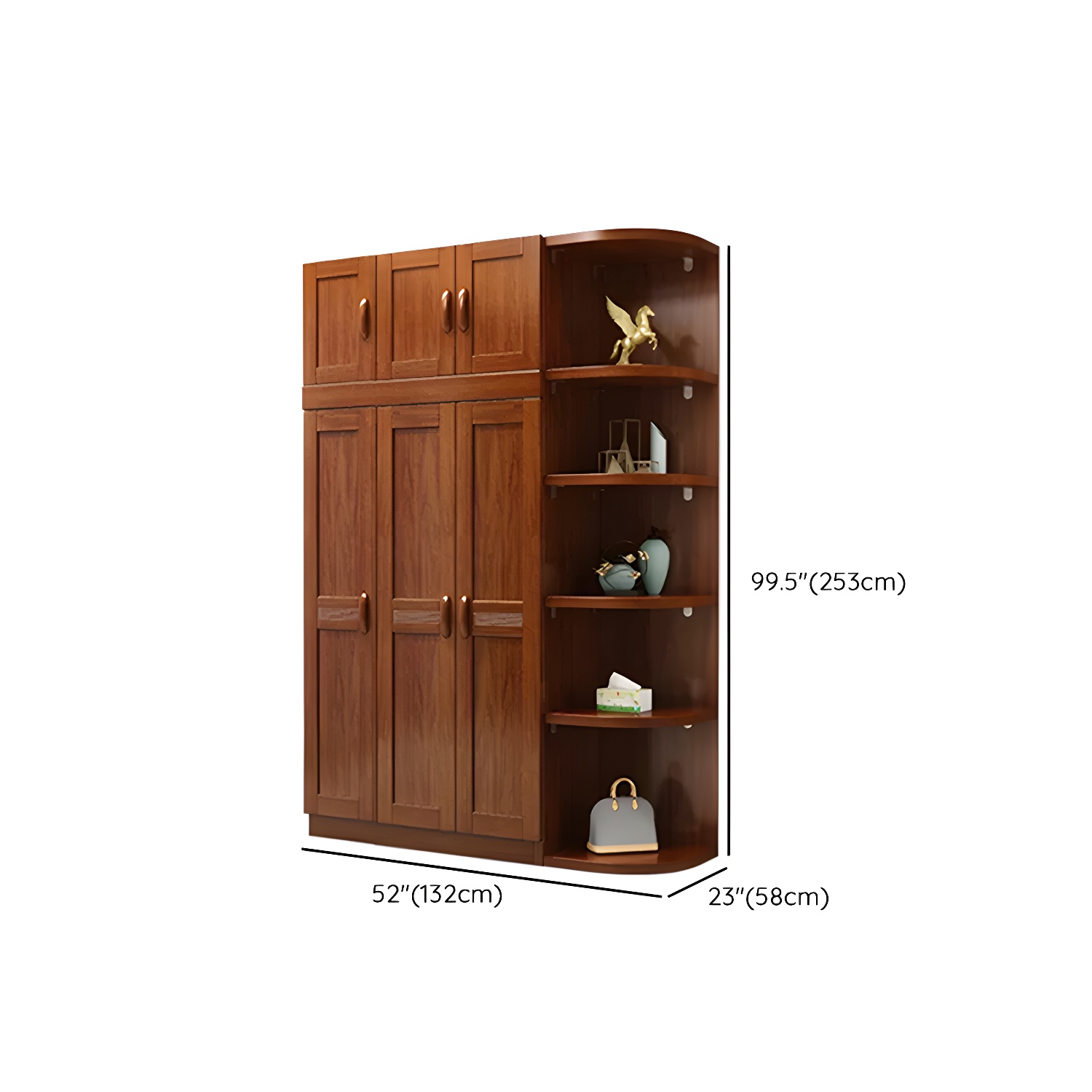 Wood Brown Rustic Wardrobe Armoire with Drawers & Shelves, Walnut Finish - image 25